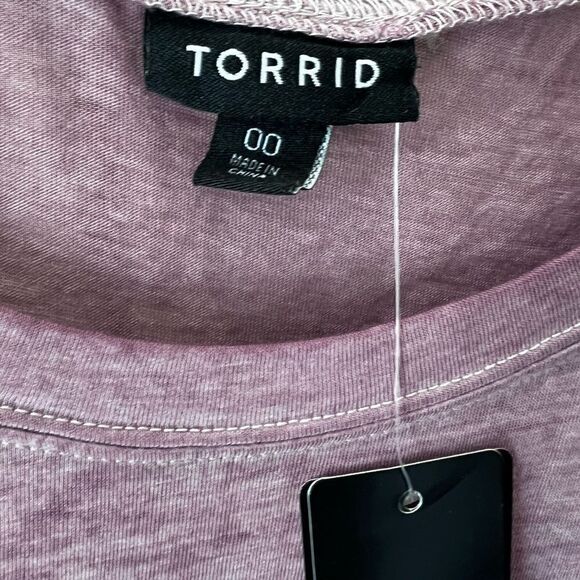 Torrid Road Trippin' Mauve Pink Tie Front Tee size 00 (M/L) - Picture 7 of 16